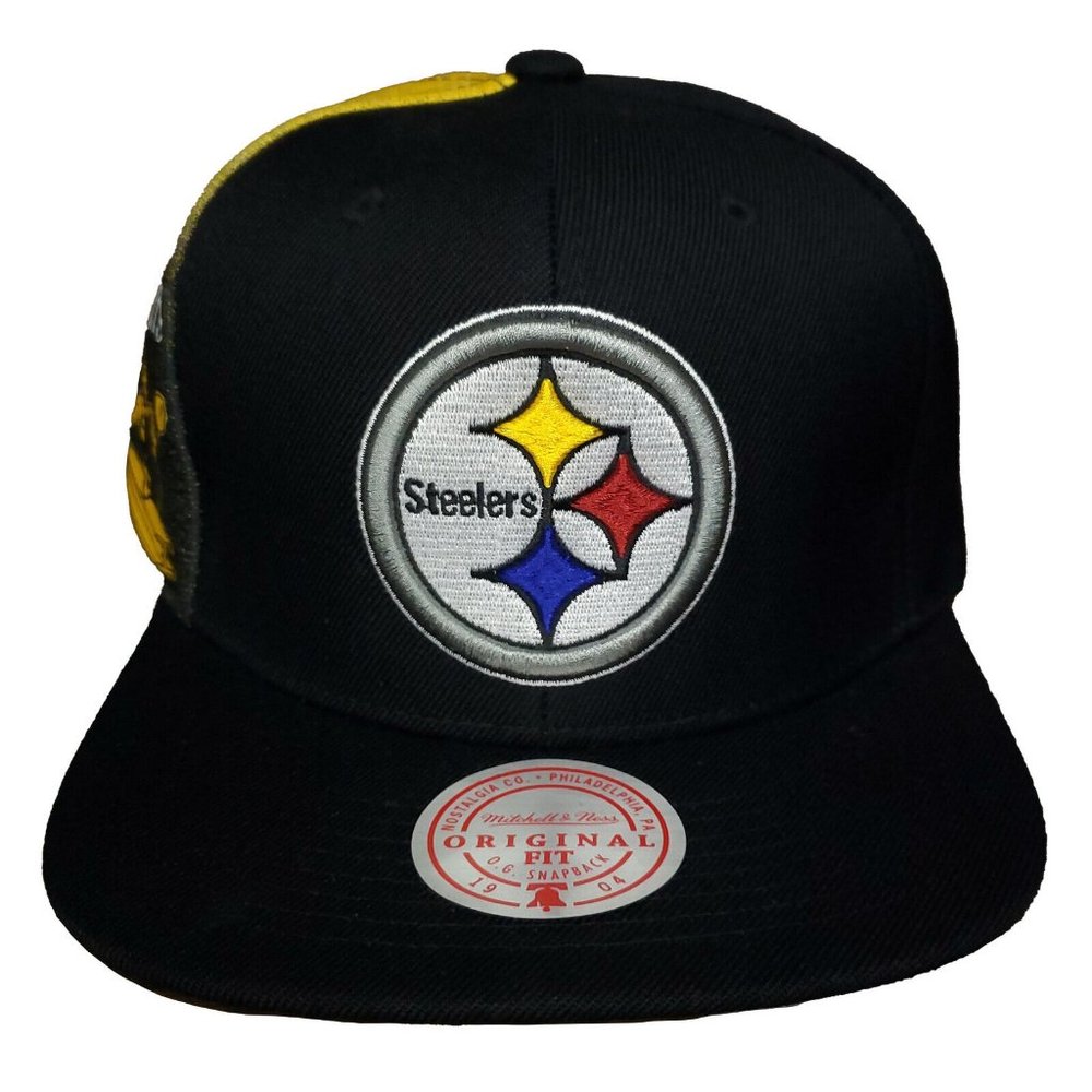 Pittsburgh Steelers Mitchell & Ness NFL Snapback Cap 3D Logo Black Hat NWT